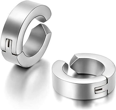 316L Surgical Steel Clip On Men Women Hypoallergenic Non-piercing Hoop Earrings